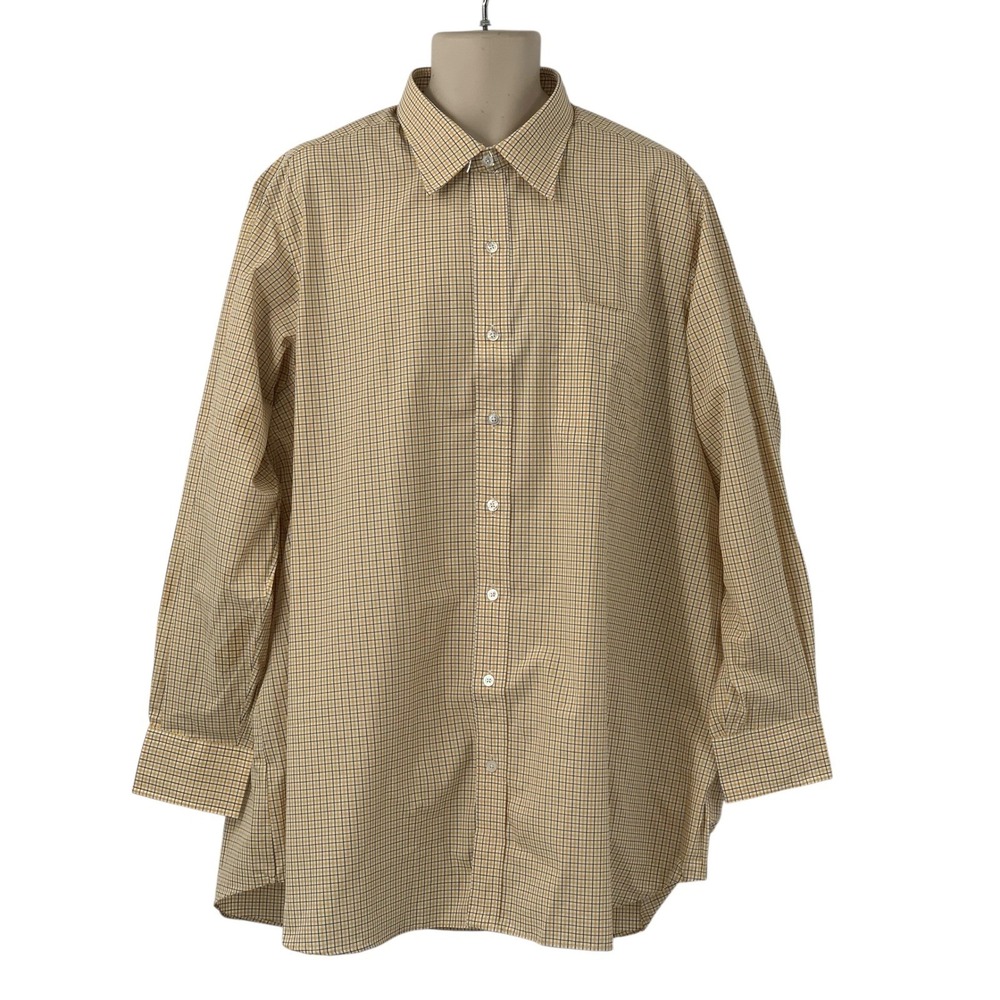 Hamilton 1883 Men's Long Sleeve Button Down Shirt Checkered Yellow Black Size XL